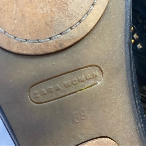 Zara Black Leather Studded Fringe Moccasins - Picture 9 of 10